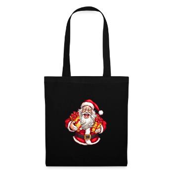 Rire joyeux Père Noël avec des cadeaux - Sac en tissu - noir - Devant