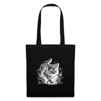 Cute little house cat in tattoo style - Tote Bag - black - Front