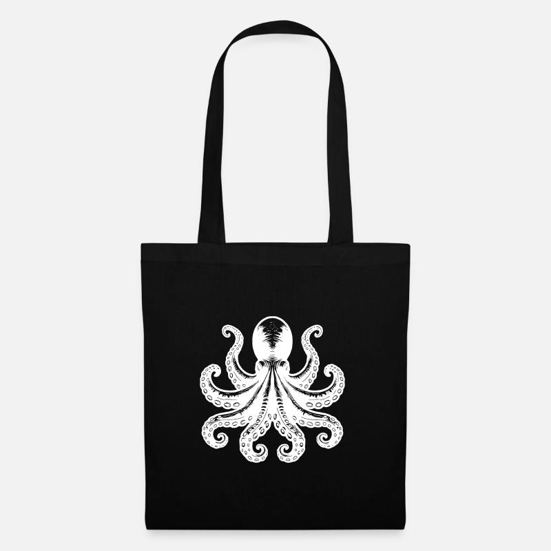Grim Squid Octopus avec huit bras - Sac en tissu - noir