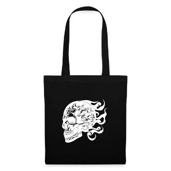 Laughing Burning Grinning Tattoo Skull - Tote Bag - black - Front