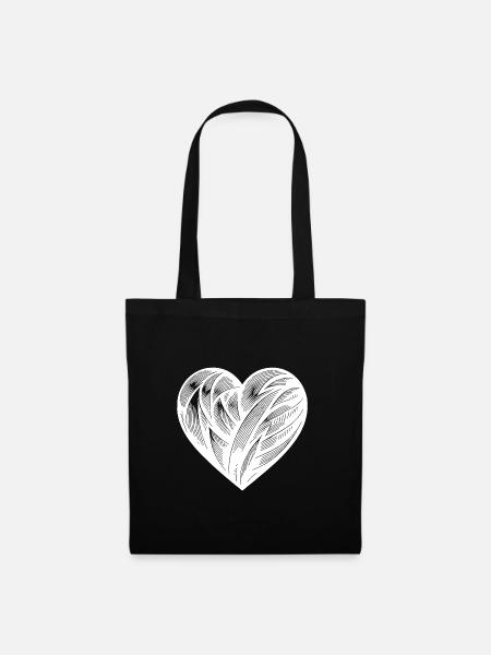 Elegantes Tattoo Herz - Stoffbeutel - Schwarz