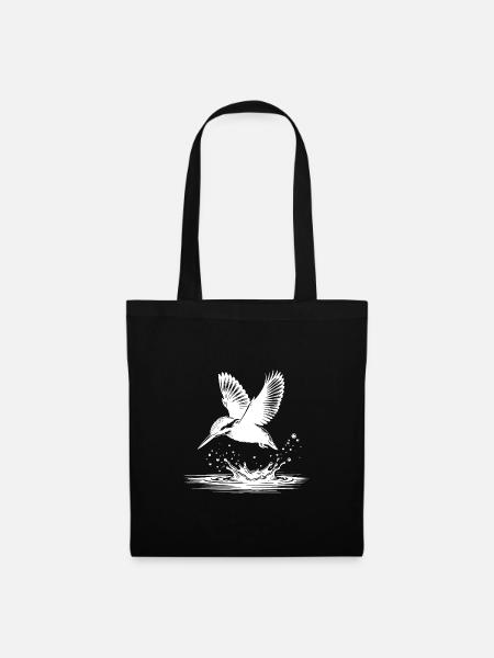 Eleganter Eisvogel Fische fangen Wasser Splash - Stoffbeutel - Schwarz