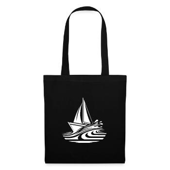 Fast sailboat on course in big waves - Tote Bag - black - Front
