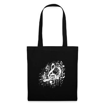 Notes de musique volantes Clé flottante - Sac en tissu - noir - Devant