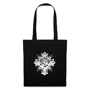 Croix vintage avec rose et feuilles - Sac en tissu - noir - Devant