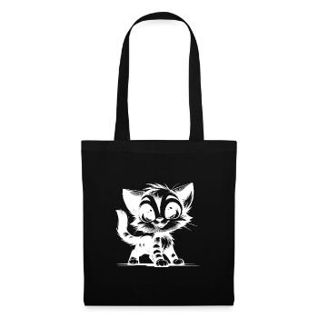 Chat souriant Dessin de bébé - Sac en tissu - noir - Devant