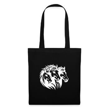 Portrait de tête de cheval avec crinière dans le vent - Sac en tissu - noir - Devant