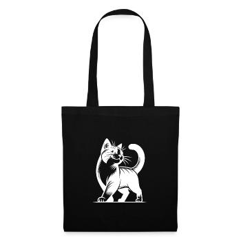 Elegante Stuben Katze mit süssem Blick - Stoffbeutel - Schwarz - Vorne