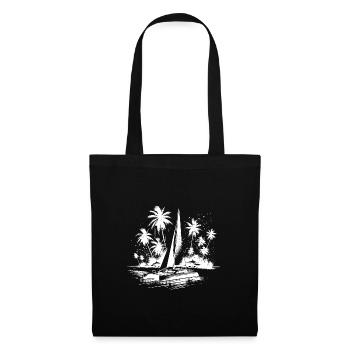 Catamaran double hull sailboat with palm trees - Tote Bag - black - Front