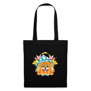 Cute Pomeranian dog with blue hat and eyegiasses - Tote Bag - black - Front