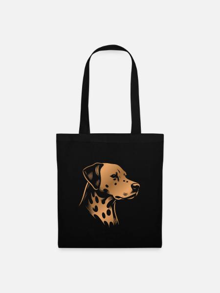 Dalmatian, Dog Head, Drawing bronze - Tote Bag - black