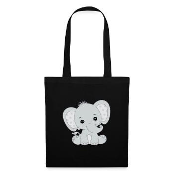 Bébé Éléphant Drôle de doux T-shirt idée cadeau - Sac en tissu - noir - Devant