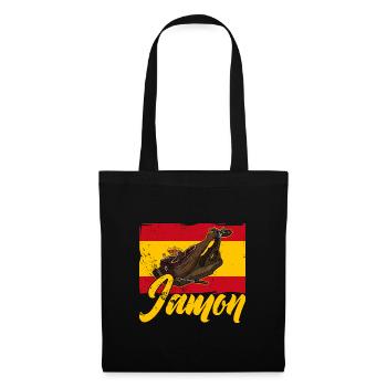 Jamon Spanien Vorspeise Schinken Schweinefleisch - Stoffbeutel - Schwarz - Vorne