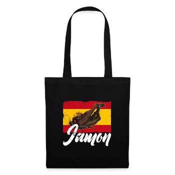 Jamon Spanien Vorspeise Schinken Schweinefleisch - Stoffbeutel - Schwarz - Vorne