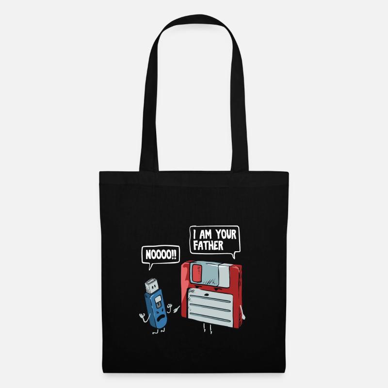 Diskette & USB Stick Geschenk für Computer Nerds - Stoffbeutel - Schwarz