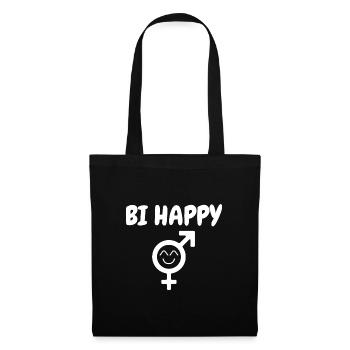 Bi Happy Bisexuell Homosexuell Wortspiel Spruch - Stoffbeutel - Schwarz - Vorne