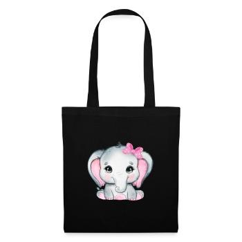 Bébé Éléphant Drôle de doux T-shirt idée cadeau - Sac en tissu - noir - Devant