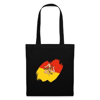 Drapeau de la Sicile Italie Palerme Trinacria Italia - Sac en tissu - noir - Devant