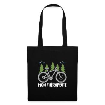 Mon vélo est mon thérapeute. Graphisme cycliste - Sac en tissu - noir - Devant