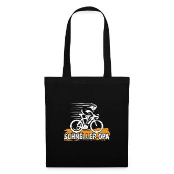 Schneller Opa fährt Mountainbike Rennrad - Stoffbeutel - Schwarz - Vorne