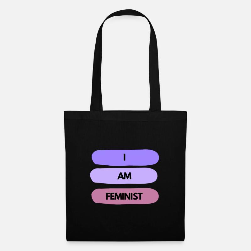 💜✊ I AM FEMINIST – Statement Shirt - Stoffbeutel - Schwarz