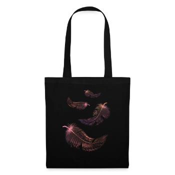 Plumes de couleurs rose et lilas - Sac en tissu - noir - Devant