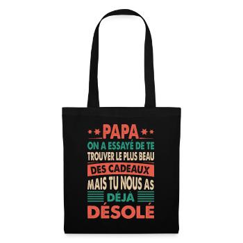 cadeau papa anniversaire originaux papa poule - Sac en tissu - noir - Devant