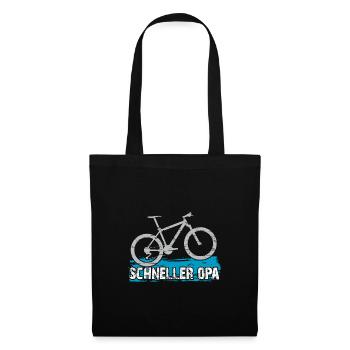 Schneller Opa fährt Mountainbike Rennrad - Stoffbeutel - Schwarz - Vorne