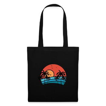 Palmiers / plage / coucher de soleil / fête sur la plage - Sac en tissu - noir - Devant
