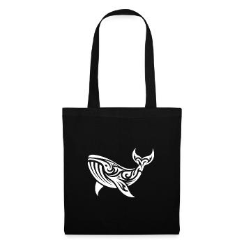 Tribal Tattoo Style Whale Floating Sea Creature - Tote Bag - black - Front