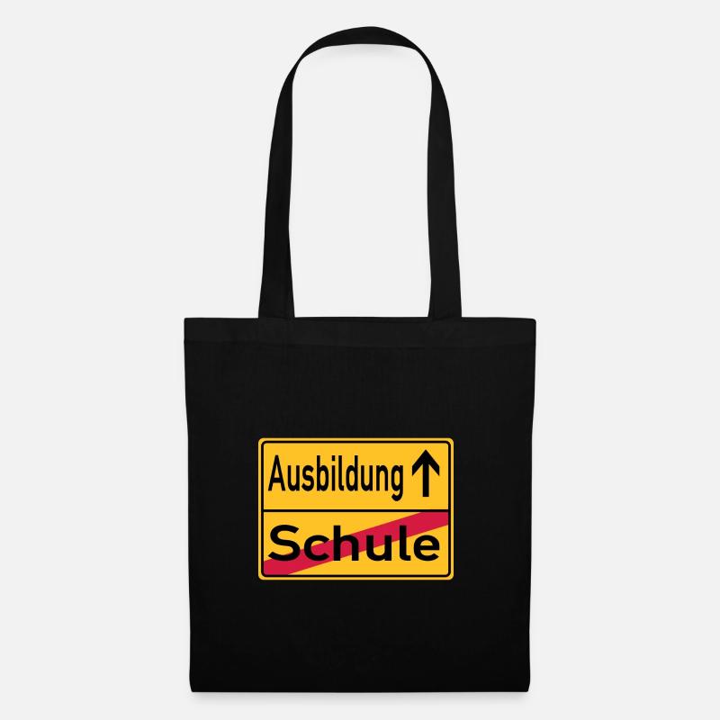 Schule - Ausbildung - Ortsschild - Stoffbeutel - Schwarz