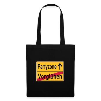 Partyzone - Vorglühen - Ortsschild - Stoffbeutel - Schwarz - Vorne
