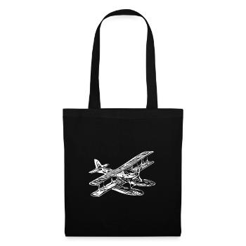 Vintage Einmotoriges Wasserflugzeug Retro Style - Stoffbeutel - Schwarz - Vorne