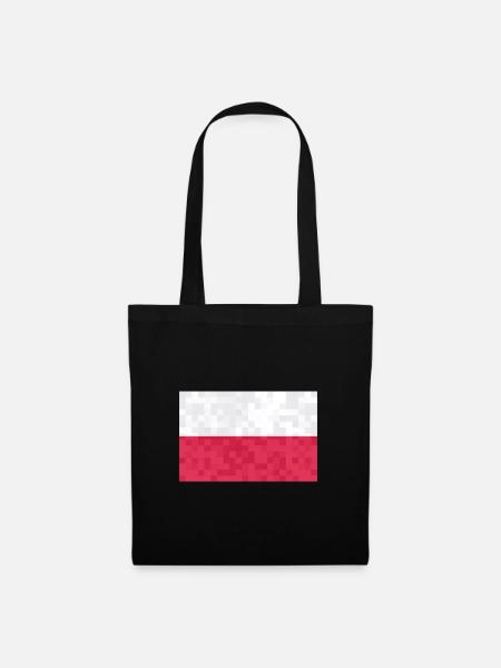 Polen Flagge Used Look Polska Polnische Fahne - Stoffbeutel - Schwarz