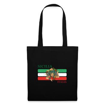 Sizilien Flagge Trinacria Urlaub Italien Reise - Stoffbeutel - Schwarz - Vorne