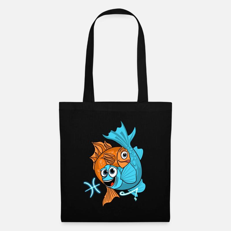 "Fisch" - Stoffbeutel - Schwarz