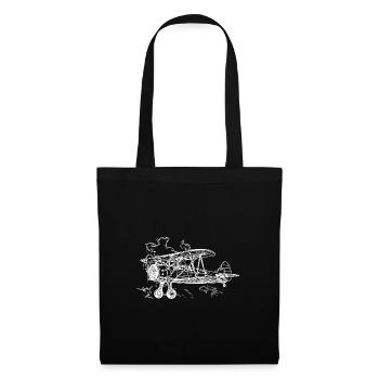 Fliegende Doppeldecker Vintage Kiste Illustration - Stoffbeutel - Schwarz - Vorne