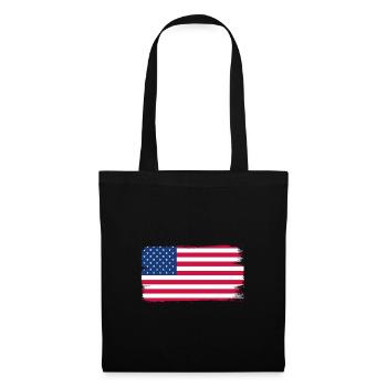 USA Flagge Amerika Fahne Stars & Stripes Patriot - Stoffbeutel - Schwarz - Vorne
