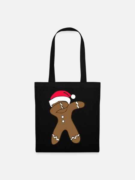 dabbing Lebkuchenmann zu Weihnachten als Geschenk - Stoffbeutel - Schwarz
