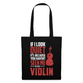 Violine Geige Musik Geschenk Spruch - Stoffbeutel - Schwarz - Vorne