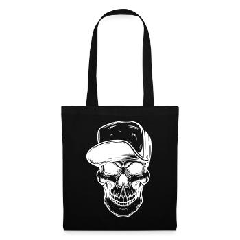 Crâne graffiti avec casquette de baseball - Sac en tissu - noir - Devant