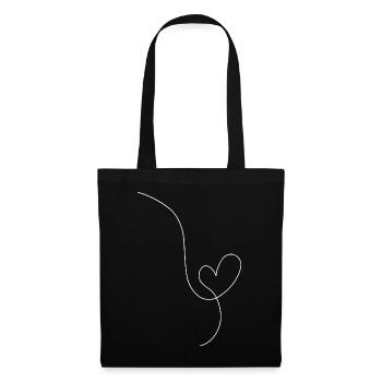 Coeur noir dessin au blanc - Sac en tissu - noir - Devant