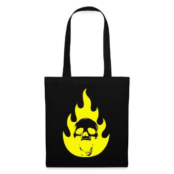 Crâne et flamme jaune - Sac en tissu - noir - Devant