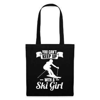 Ski Mädchen - Stoffbeutel - Schwarz - Vorne