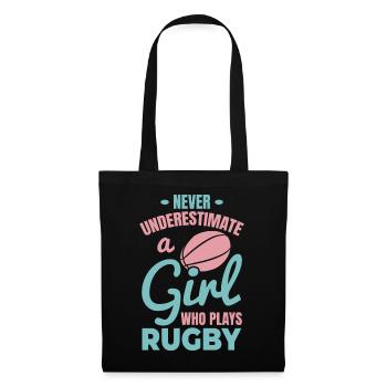 Rugby Spieler Mädchen - Stoffbeutel - Schwarz - Vorne