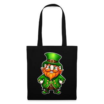 Saint Patricks Day Irish Kobold Leprechaun Wichtel - Stoffbeutel - Schwarz - Vorne