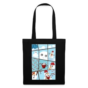 Noël et histoire du bonhomme de neige hereux - Sac en tissu - noir - Devant