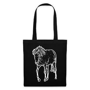 weißes Pferd weiß Pferde T-shirt Geschenk Reiter  - Stoffbeutel - Schwarz - Vorne