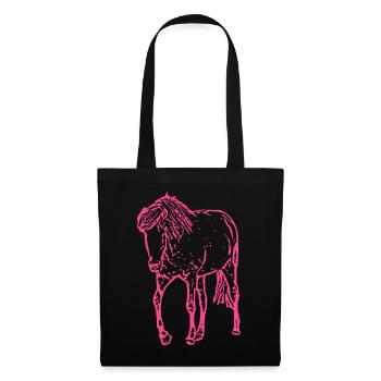 Pferd rosa pink - Stoffbeutel - Schwarz - Vorne