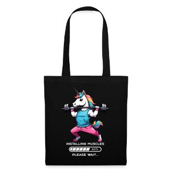 Bodybuilder Einhorn - Stoffbeutel - Schwarz - Vorne